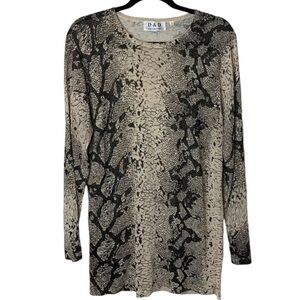 Women's D&D Collection Top Y2K 2000s 90s Vtg Animal Print Long Sleeve Size L/XL
